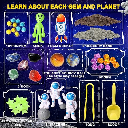 Carolart Galaxy Sensory Bin with Sensory Sand, Gem Dig Kit for Kids - style: Space