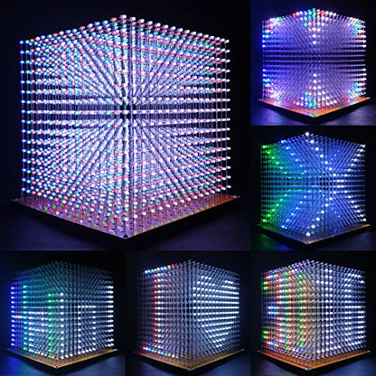 Mini 3D Led Cube DIY Electronics Kit Soldering Project Kit (3D16MINI-MULTI4-KIT) - color: 3d16mini-multi4-kit