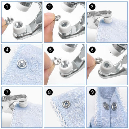 GTAAOY 9.5 mm Metal Snaps Buttons with Snap Pliers, 100 Set - color: 5 Colors Hollow Prong Snaps