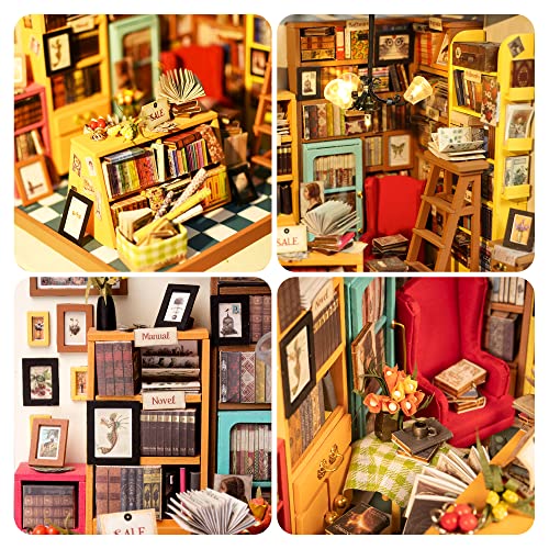 ROBOTIME DIY Miniature House Kit Miniature Dollhouse Kit Tiny House Kit for Adults Library House Kits Best Birthday Gifts for Teens(Sam's Study) - color: Sam's Study