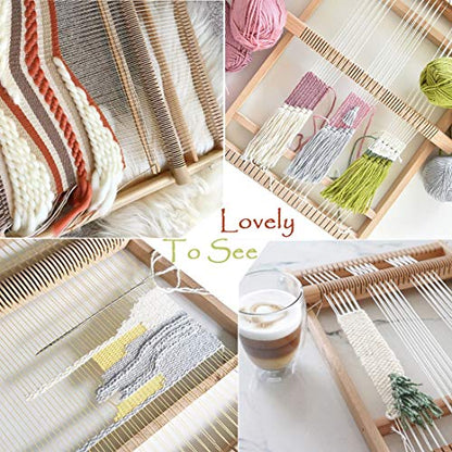 KISSBUTY Wooden Multi-Craft Weaving Loom Large Weaving Frame to Handcraft for Beginners, 9.9 by 15.7 by 1.3 Inches (Wooden)