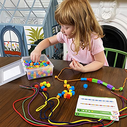 Kids First Math: Lacing Beads Math Kit w/Activity Cards | Develop Skills in Counting, Sorting, Sequencing, Pattern Recognition | Visual Hands-on Math for at-Home or Classroom Learning, Ages 3+