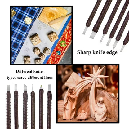 Esamploe Soapstone Carving Kit,Tungsten Steel,12 Pcs with Leather Roll Bag
