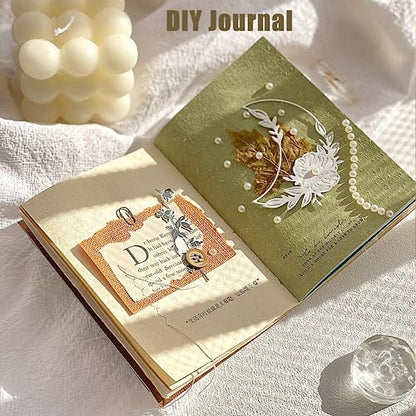 30 Pcs Handmade A5 Textured Scrapbook Paper and Mesh, Junk Journal Supplies