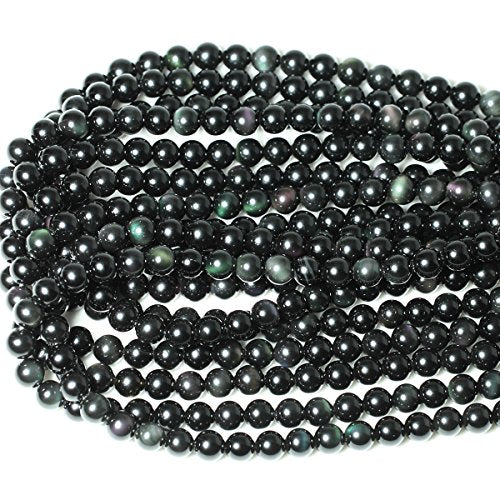 45PCS 8mm Natural Black Obsidian Gemstone Round Loose Beads Crystal Energy Stone Healing Power for DIY Jewelry Making 1 Strand 15" - color: Black Obsidian, size: 8mm