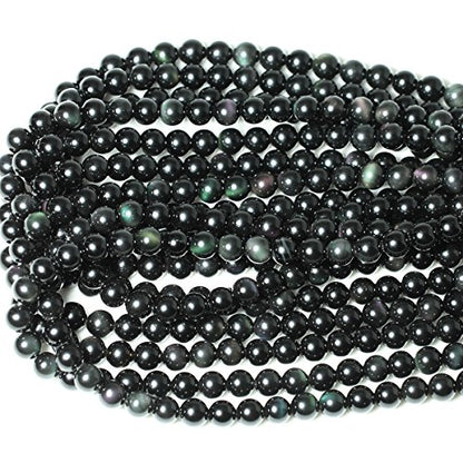 45PCS 8mm Natural Black Obsidian Gemstone Round Loose Beads Crystal Energy Stone Healing Power for DIY Jewelry Making 1 Strand 15" - color: Black Obsidian, size: 8mm
