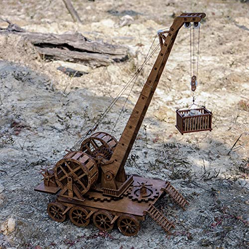 YAQUMW European Medieval Retro Wooden Cranes Crafting and Building Challenging Tabletop Game Toy Model Kits-1:36 Scale DIY 3D Wooden Puzzles for Personal Interest