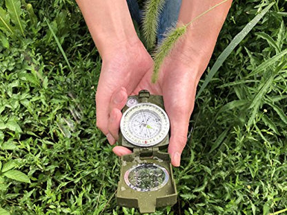 AOFAR Military Compass,AF-4580 Lensatic Sighting, Waterproof and Shakeproof with Map Measurer Distance Calculator, Pouch for Camping, Hiking - color: Camouflage