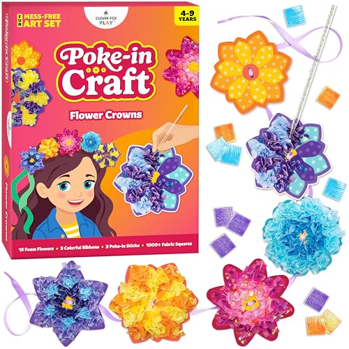 Poke-In Craft Flower Crowns, Poke Art for Kids Ages 4-8, Punch Tufting Kit - color: Flowers