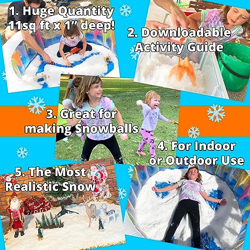 PARTY GOAT 7 Gallon Fake Snow Powder for Kids, 18oz Artificial Instant Snow - size: 7 Gallons