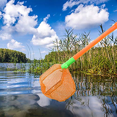 Coopay 2 Pieces Butterflies Kids Fishing Net Catching Bug Floating Bait Beach Nets for Outdoor Playing - color: Blue + Orange