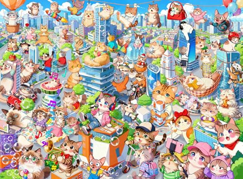 Puzzles for Kids Ages 6-8 8-10 - 200 Piece Puzzles - City Cats Puzzle - color: City Cat
