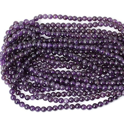 60PCS 6mm Natural Amethyst Gemstone Round Loose Beads Crystal Energy Stone Healing Power for Jewelry Making 1 Strand 15" - color: amethyst, size: 6mm