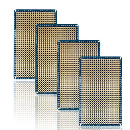 Treedix 4 pcs Solderable BreadBoard Universal Board PCB Prototype Shield Board Double Sided Tinned Gold Plated Holes Compatible with Arduino Kit Raspberry Pi Shield Prototyping and Testing
