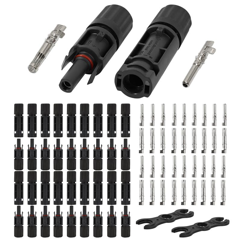 Solar Connectors Kit, 1500V - Waterproof IP68, High Conductivity for 10-14AWG Wires, Includes Spanners - Inspected & Kitted in The USA (18 Pairs - 36 Pcs) - style: 18 Pairs - 36 Pcs