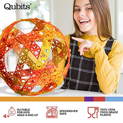 Qubits STEM Construction Set - 100 Pieces: an Open Play Engineering and Building Toy (Alternative to Blocks)