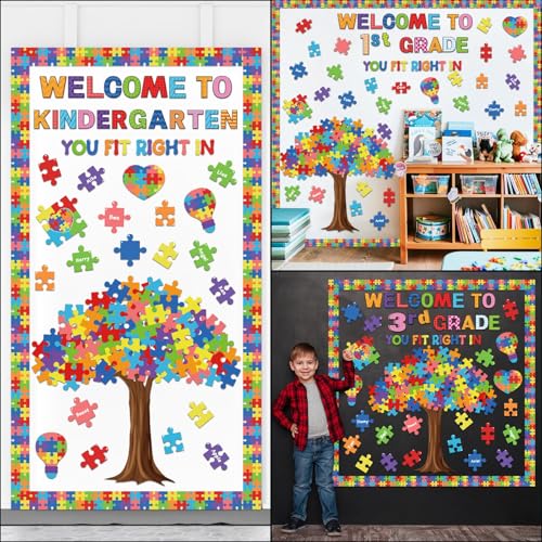 Motivational Bulletin Board Decoration Set Classroom Positive Inspirational Grade Decor Puzzle Pieces Cutouts for Chalkboards Welcome Back to School Home Wall (kindergarten，1st，2nd，3rd，4th，5th，6th) - style: Puzzle Pieces with Grade
