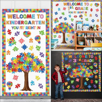 Motivational Bulletin Board Decoration Set Classroom Positive Inspirational Grade Decor Puzzle Pieces Cutouts for Chalkboards Welcome Back to School Home Wall (kindergarten，1st，2nd，3rd，4th，5th，6th) - style: Puzzle Pieces with Grade