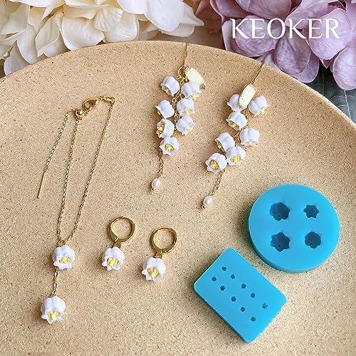 Keoker Bell Orchid Polymer Molds - Petals Polymer Clay Cutters, Perfect for Polymer Clay Jewelry Making and Earring Lovers - Mini Clay Molds