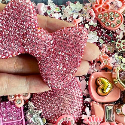 Junk Case Charms Kit, Pink Junks Phones Cases 3D Rhinestone Cool teeth and lips And Bows Chain Bags Hearts And Cross Flowers And Other Bedazzling Kits Can Be Used In DIY Phone Case Designs