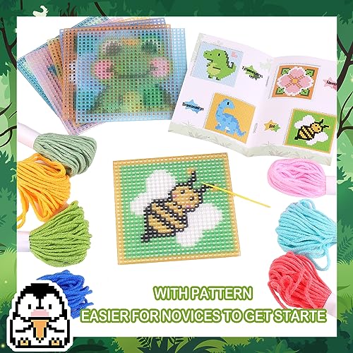 Pllieay 10-in-1 Cross Stitch Beginner Kit for Kids, Embroidery Kit - size: Animals