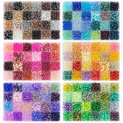 XSEINO About 7200pcs 144 Colors 6mm Crackle Glass Beads Bracelet Making Kit - color: All 6 Series