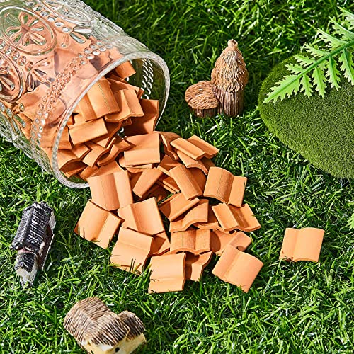 Charniol 200 Pcs Miniature Roof Tiles 1:12 Scale Mini Clay Tiles, Realistic House Shingles for the Roof, House Accessories for Kitchen Garden Landscaping DIY Model Architect Buildings