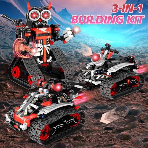 STEM Robot Building Kit for Boys 6-12, APP & Remote Control RC Toy for Kids Science LearningDIY Educational Gift Set for Age 6 7 8 9 10 11 12+ Boys & Girls - color: Red