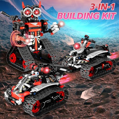 STEM Robot Building Kit for Boys 6-12, APP & Remote Control RC Toy for Kids Science LearningDIY Educational Gift Set for Age 6 7 8 9 10 11 12+ Boys & Girls - color: Red