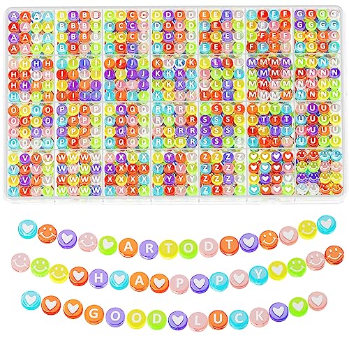 ARTDOT 1400 Pieces Letter Beads for Friendship Bracelets Making Kit, 28 Styles Assortment Jewelry Making Supplies Alphabet Beads Set with Cases Preppy Crafts Gifts, Multicolor Transparent - color: Multicolor Letter Transparent Bead, size: Box Packed