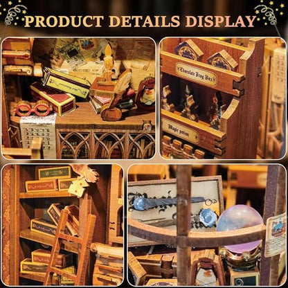 SUNNINO Book Nook Kit DIY Miniature Magic Wand Shop Dollhouse for Adults - color: Wand Shop Brown