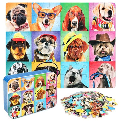 LELEMON Puzzles for Kids Ages 4-6,Dog 60 Piece Puzzles for Kids Ages 4-8 - color: Dog 2)