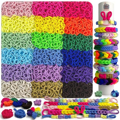 UCDRMA 1800PCS Soft Cloth Loom Bands Refill for Bracelet, Loop Bracelet Making Kit in 18 Rainbow Colors Weaving Loom Refill Loops Pack, Elastic Band Bracelet Kit Can Make 70+ Friendship Bracelets - color: 18 Rainbow Gradient Colors
