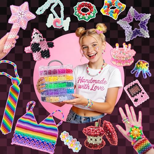 Simetufy 6000Pcs Pony Beads 30 Colors Kandi Beads Bulk for Bracelet Making