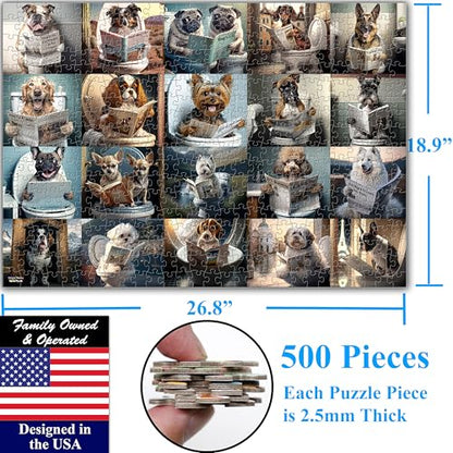 Think2Master Pooping Dogs & Puppies 500 Pieces Very Large Pieces Jigsaw. for Adults & Seniors 13+ Size: 26.8” x 18.9” - style: Pooping Dogs