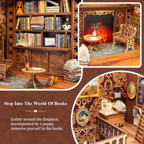 Cutefun Book Nook Kit Library - DIY Miniature Booknook Kit for Adults