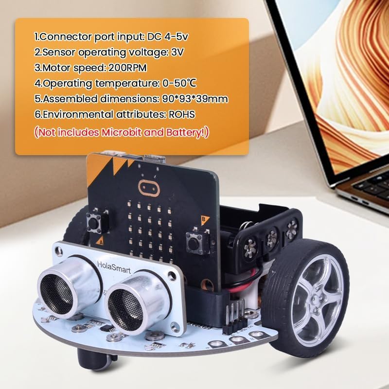 microbit Car Kit Compatible with BBC Micro:bit v2 and v1,STEM Educational Engineering Science Kits for Graphical MakeCode and Python（Without Micro:bit and AAA Battery）