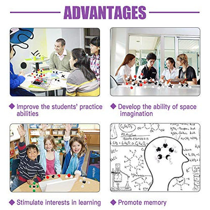 Swpeet 125 Pcs Molecular Model Kit for Inorganic & Organic Molecular Model Teacher and 16 Years and Over Student Kit - 54 Atoms & 70 Links & 1 Short Link Remover Tool - Science Toys - style: 125 Pieces Molecular Model Kit
