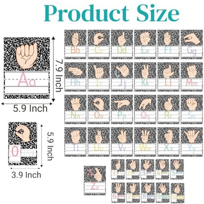 37 Pcs Composition ASL Alphabet Cards Number Line and ABC Sign Language Flash Cards Posters for Composition Note Classroom Wall (Composition ASL) - color: Composition Asl