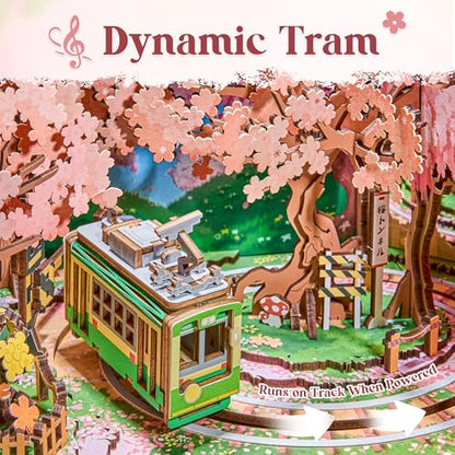 Rolife 3D Puzzle for Adults-Sakura Dreamy Tour, 3D Wooden Puzzles TV Music Box for Mom, DIY Creative Craft Kits Model Kits for Adults, Unique Gift and Home Decor (Sakura Dreamy Tour)