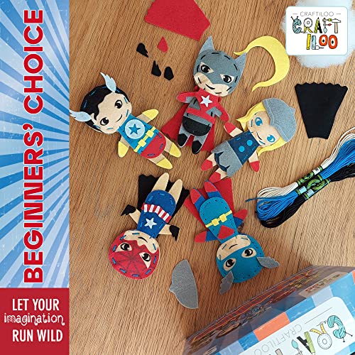 Superhero Sewing Kit for Little Kids - 5 Easy Felt Beginner Projects - color: Superhero Kit
