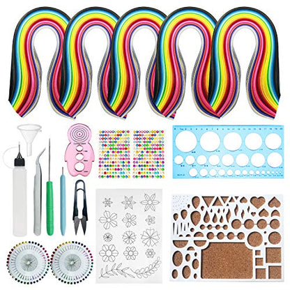 Woohome Quilling Supplies Paper Quilling Kits with 13 Quilling Tools and 1300 Strips Quilling Paper for Craft - color: Style 2
