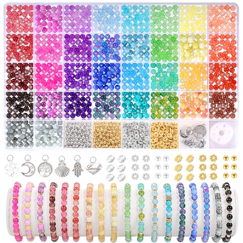 6mm Glass Beads for Jewelry Making, 1396pcs Ink Patterns Crystal Beads - color: #3 Ink Patterns, size: 6mm