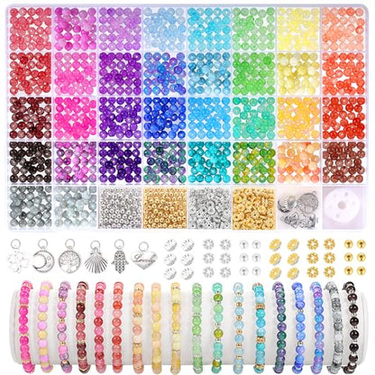 6mm Glass Beads for Jewelry Making, 1396pcs Ink Patterns Crystal Beads - color: #3 Ink Patterns, size: 6mm