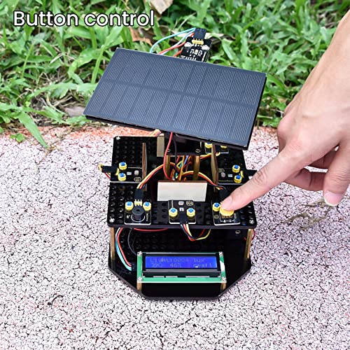 KEYESTUDIO DIY Solar Tracking Electronic Kit for Arduino, Smart Phone Charging, Temperature & Humidity Sensor, BH1750 Light Sensor, Educational Programming Kit for Teens & Adults 15+