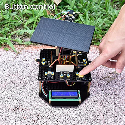 KEYESTUDIO DIY Solar Tracking Electronic Kit for Arduino, Smart Phone Charging, Temperature & Humidity Sensor, BH1750 Light Sensor, Educational Programming Kit for Teens & Adults 15+