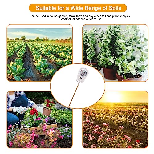 Soil Test Kit 3-in-1, Soil Moisture Meter, Soil PH Meter, Fertility Soil Tester, Soil Tester for Garden, Lawn, Farm, Outdoor & Indoor Use (Silver Frost White)