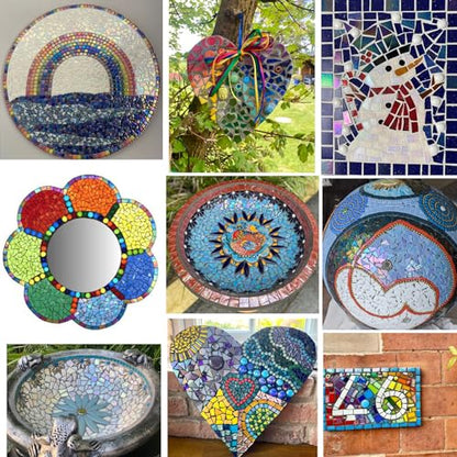 Youway Style 200g Iridescent Glass Mosaic Tiles for Crafts Bulk,Sky Blue - color: Sky Blue, size: 200g