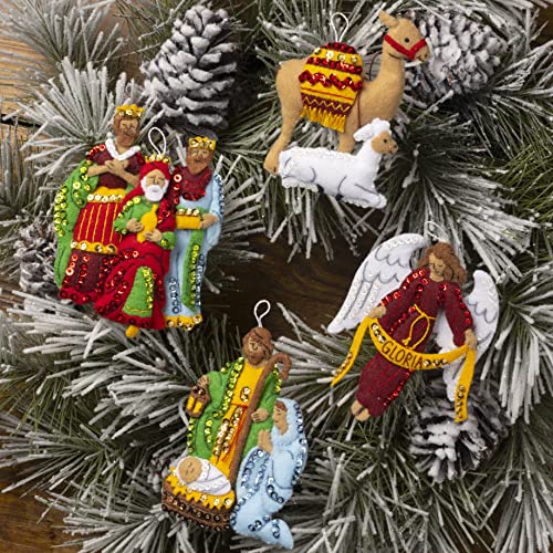 Bucilla Felt Applique 4 Piece Ornament Making Kit, Silent Night, Perfect for DIY Arts and Crafts, 89572E - style: Ornaments