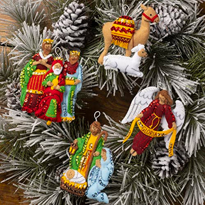 Bucilla Felt Applique 4 Piece Ornament Making Kit, Silent Night, Perfect for DIY Arts and Crafts, 89572E - style: Ornaments